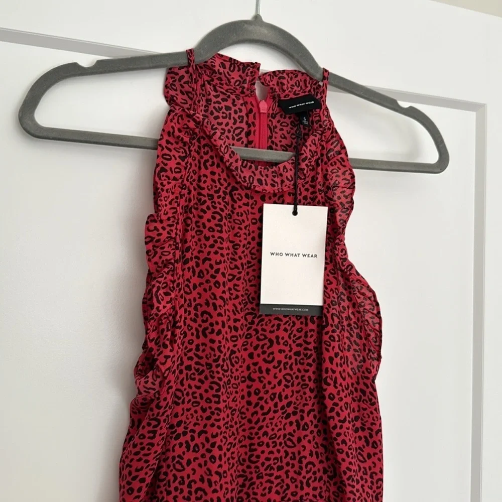 NWT Who what wear | Red & Black Leopard Print Midi Dress​​​ - Picture 2 of 6